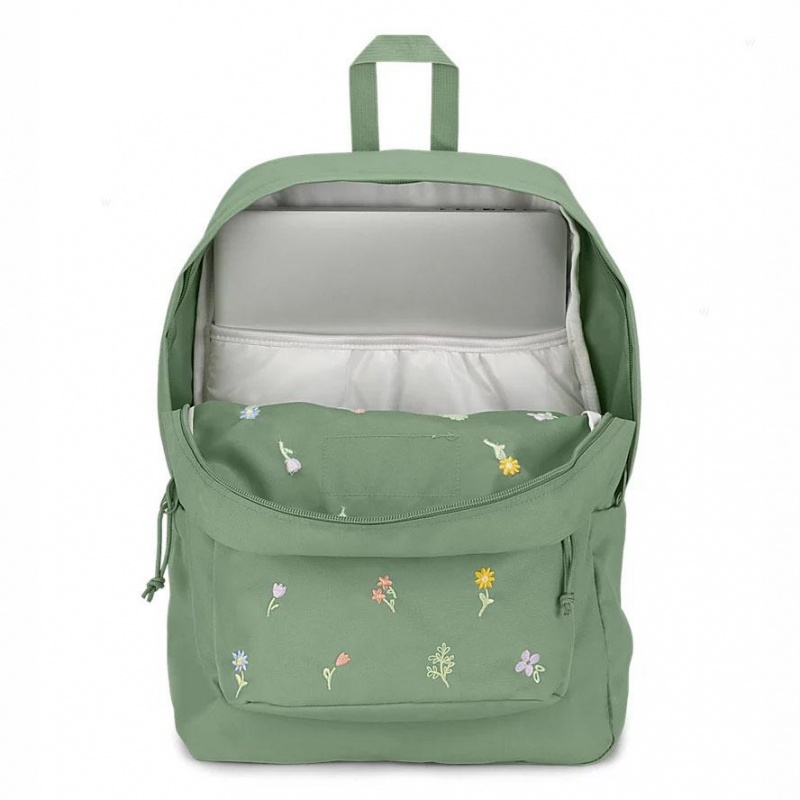 JanSport EMBROIDERED BLOSSOM BUNDLE Laptop Rucksack Rucksäcke Grün | CHICD34398