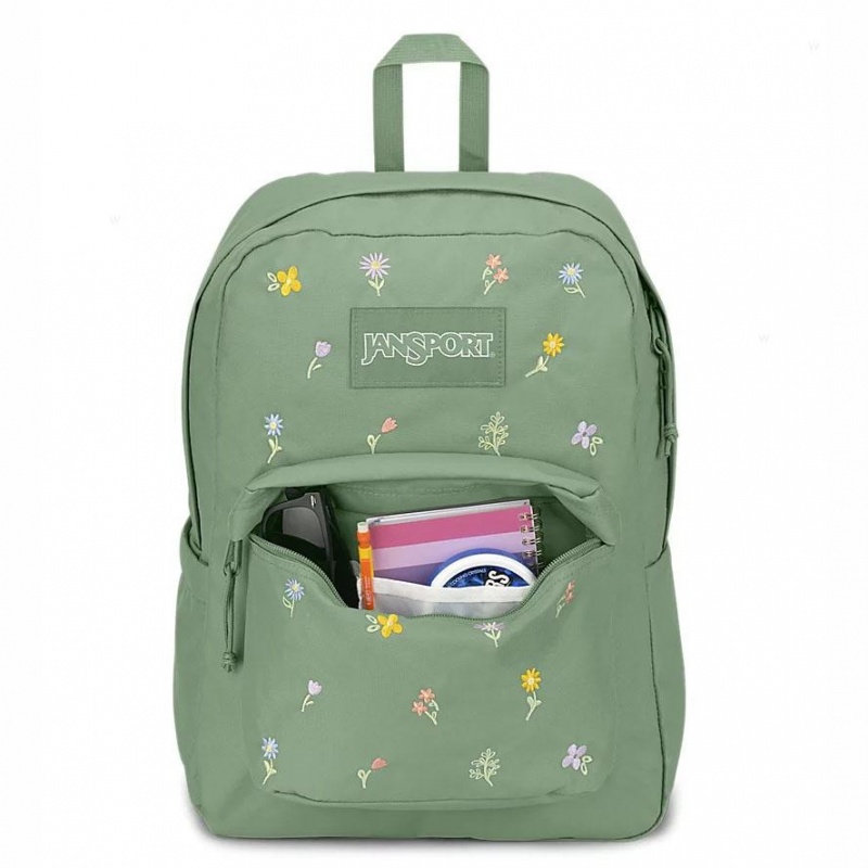 JanSport EMBROIDERED BLOSSOM BUNDLE Laptop Rucksack Rucksäcke Grün | CHICD34398