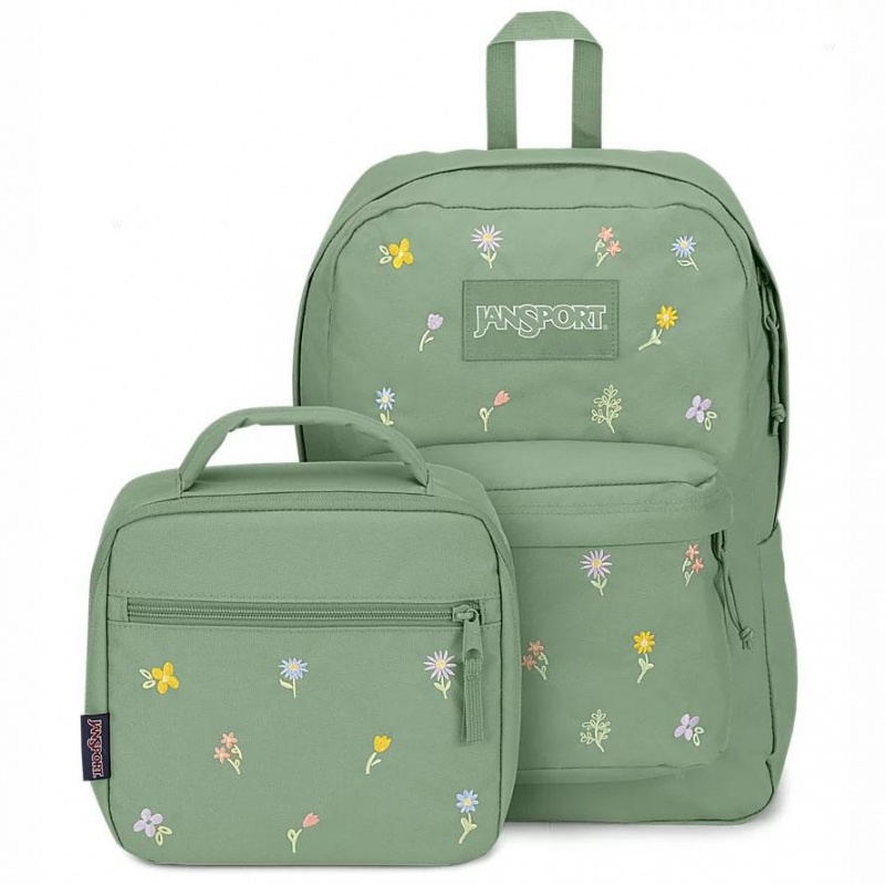 JanSport EMBROIDERED BLOSSOM BUNDLE Laptop Rucksack Rucksäcke Grün | CHICD34398