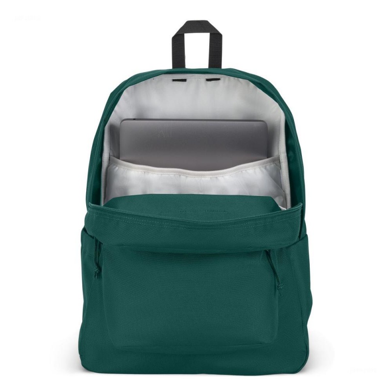 JanSport SuperBreak® Plus Laptop Rucksack Rucksäcke Tiefesgrün | CHJZR81853